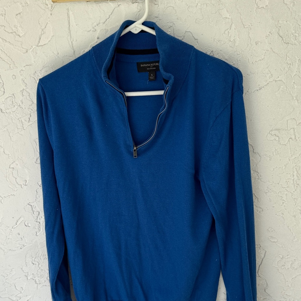 Banana Republic Men's Zip-Up Sweater in Blue